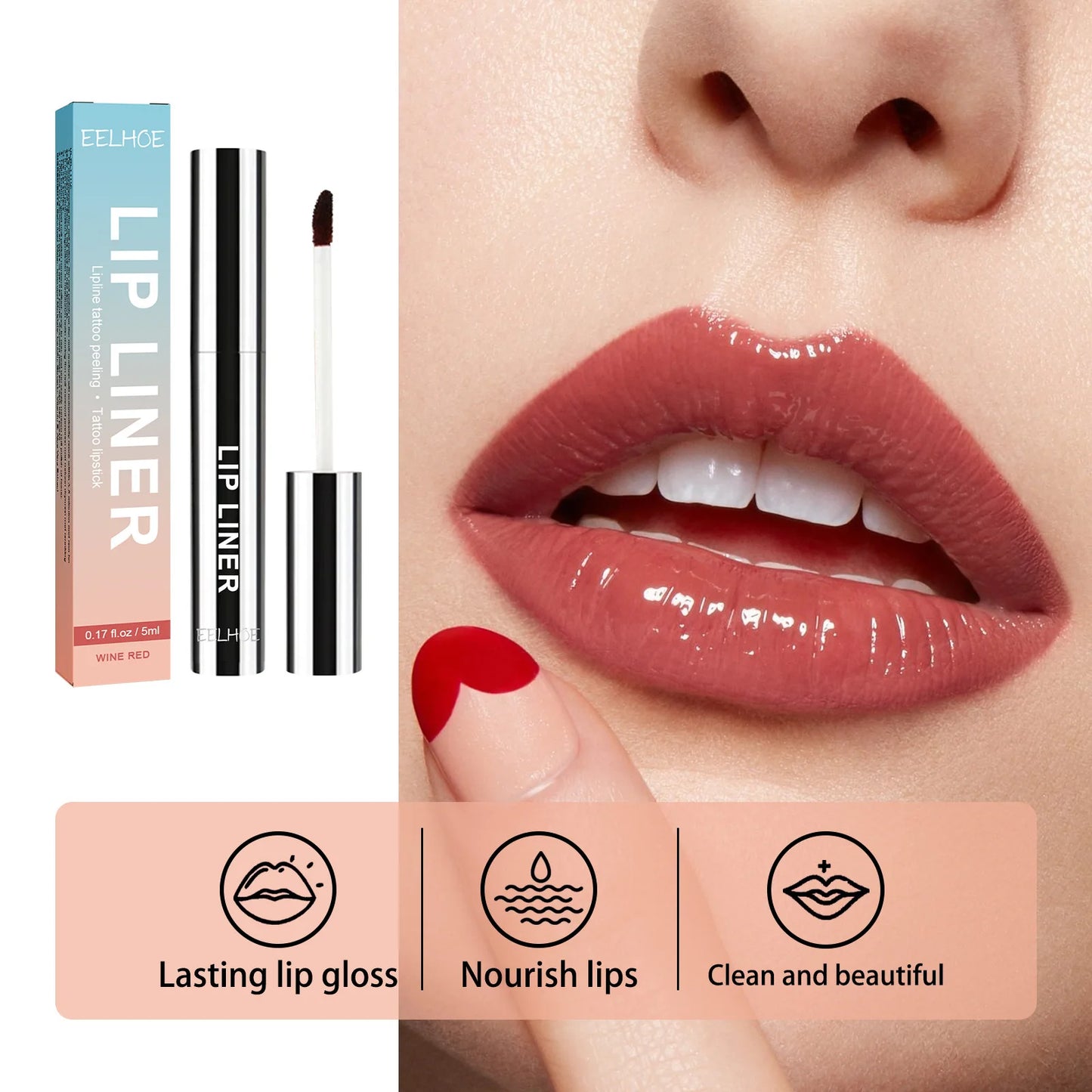 EELHOE Lip Liner Pen Tattoo Lips Matte Waterproof Long Lasting Lip Liner Dark Brown Lip Liner Touch Peel off Cosmetics Make Up