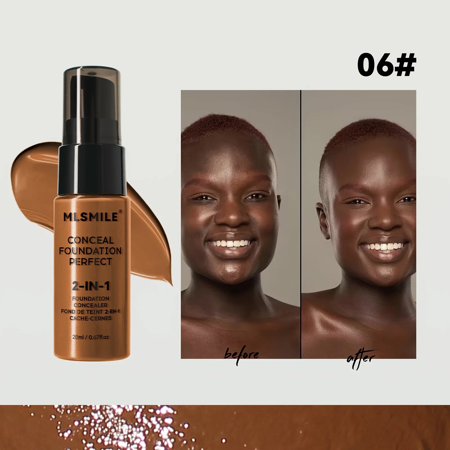 2-In-1 Oil Control Liquid Foundation And Conceal, Full Coverage Long Lasting Waterproof, Hydrating And Brightening Concealer