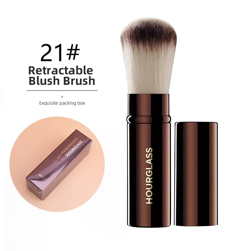 Hourglass Makeup BrushesRetractable Kabuki Brush Face Contour Foundation Buffing Brush Travel Foundation Brush with Box