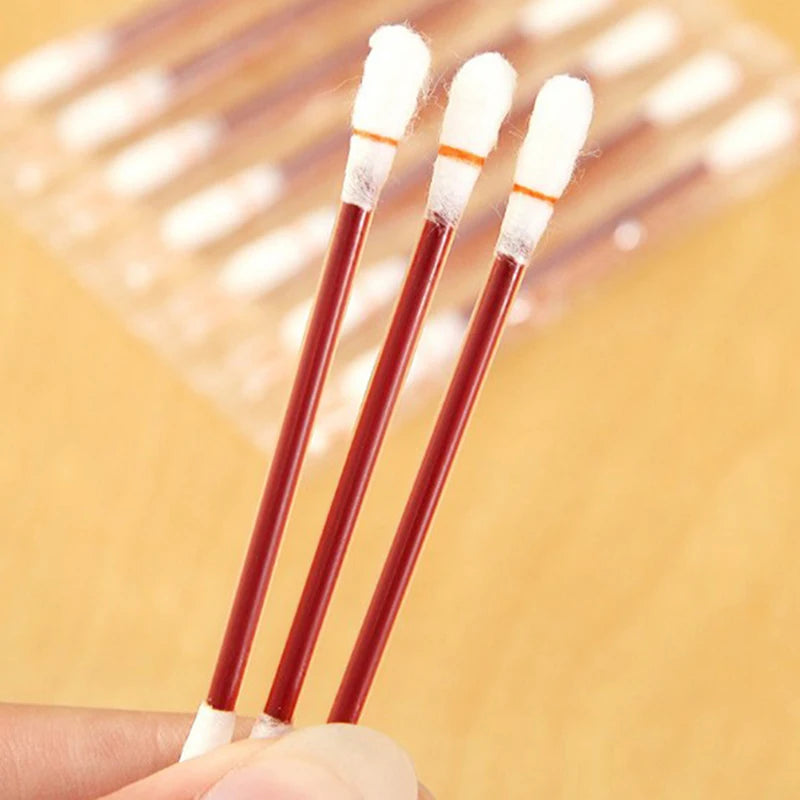 50/10PCS Multifunction Disinfected Stick Make Up Wood Iodine Disposable Medical Double Cotton Swab Makeup Portable Bar