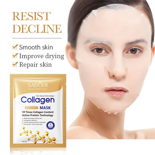 10pcs Collagen Face Mask Firming Moisturizing Repair Brightening skincare Face Sheet Mask Beauty Facial Masks Skin Care SADOER