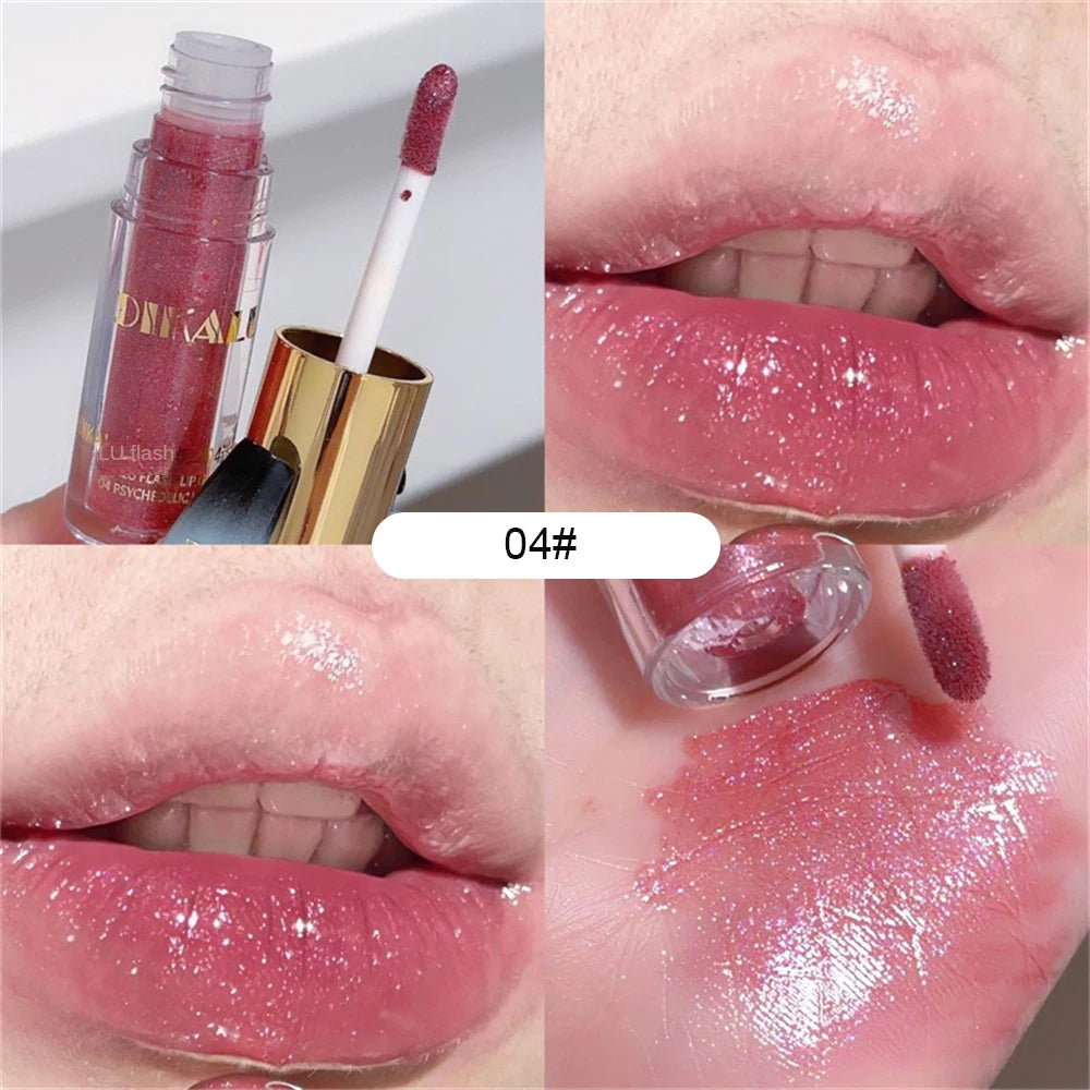 Diamond Shimmer Glitter Lip Gloss 5 Colors Sparkling Glitter Liquid Transparent Lipstick Pearl Lip Gloss Sexy Pouty Lip Make Up