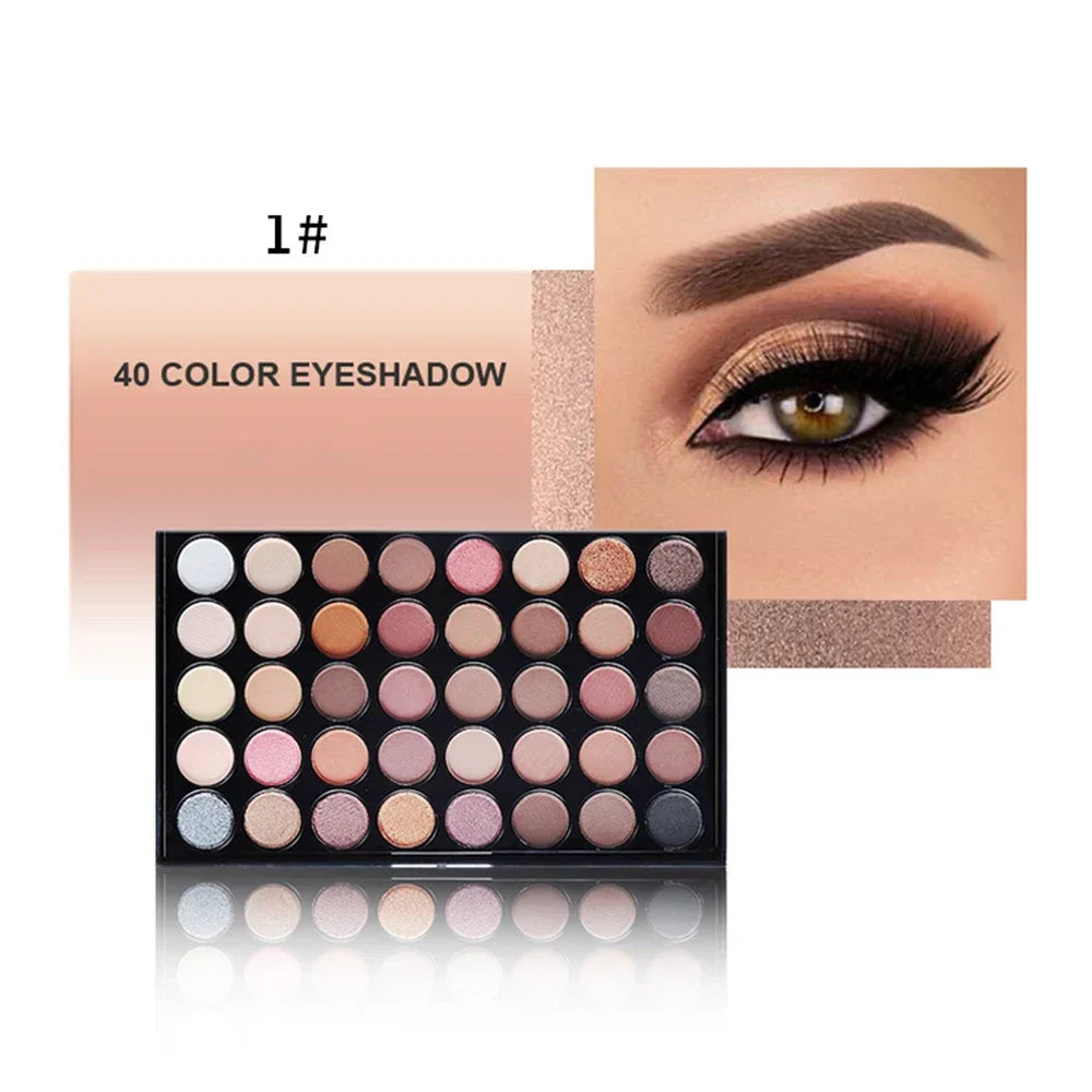 40 Colors Eyeshadow Palette Matte Glitter Pearlescent Powder Shimmer Shine Nude Eye Pigments Make Up Palette Set Cosmetics