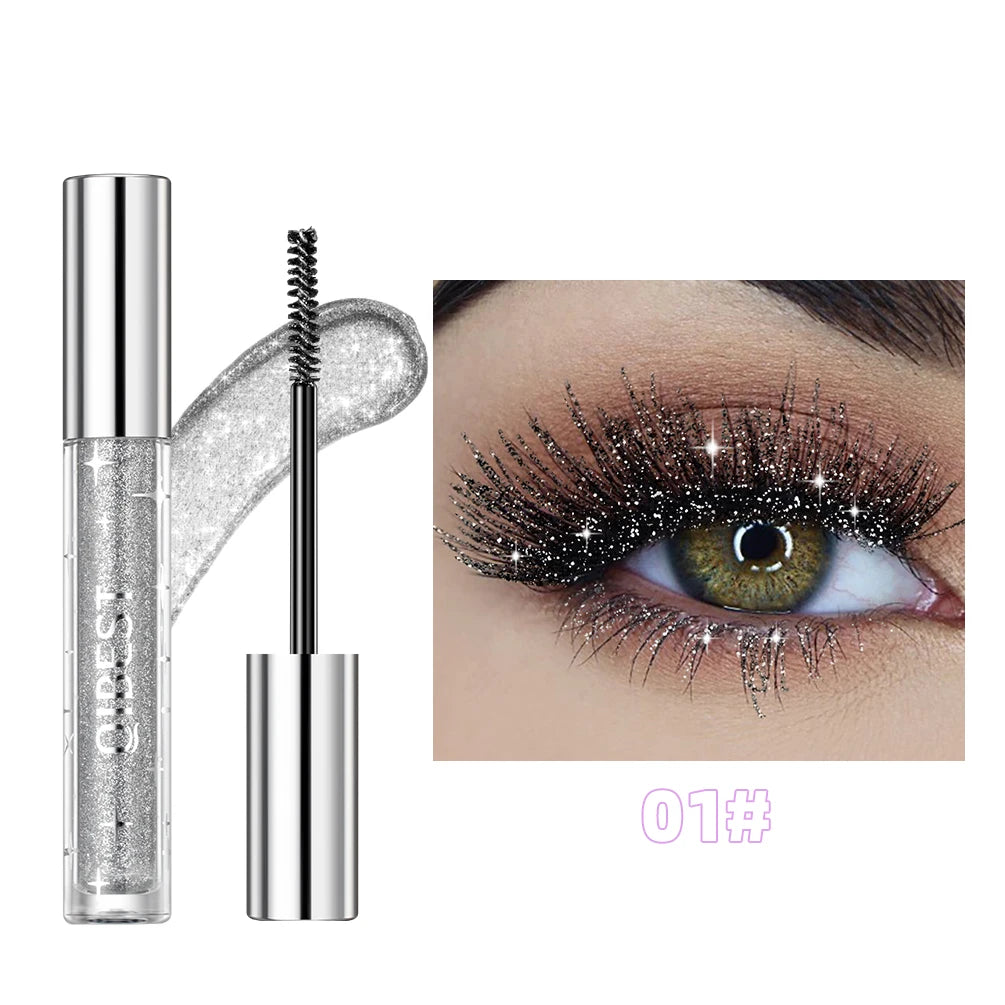 QIBEST Diamond Glitter Mascara Long Lasting Quick Dry Curling Extension Eyelashes Mascara Beauty Shiny Cosmetic For Women Makeup