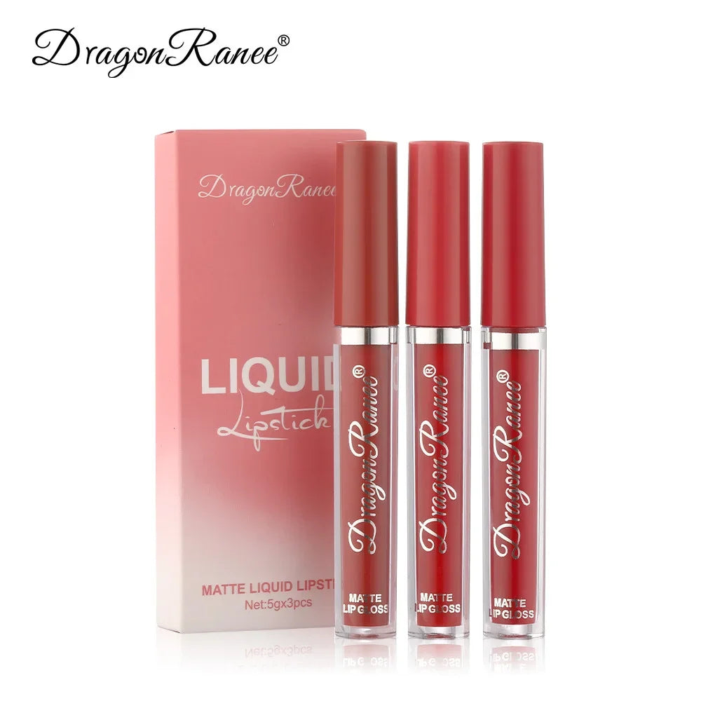 3 PCS Liquid Lipsticks Set Long Lasting Make Up For Women Korean Beauty Cosmetics Matte Lipsticks Waterproof Long lasting