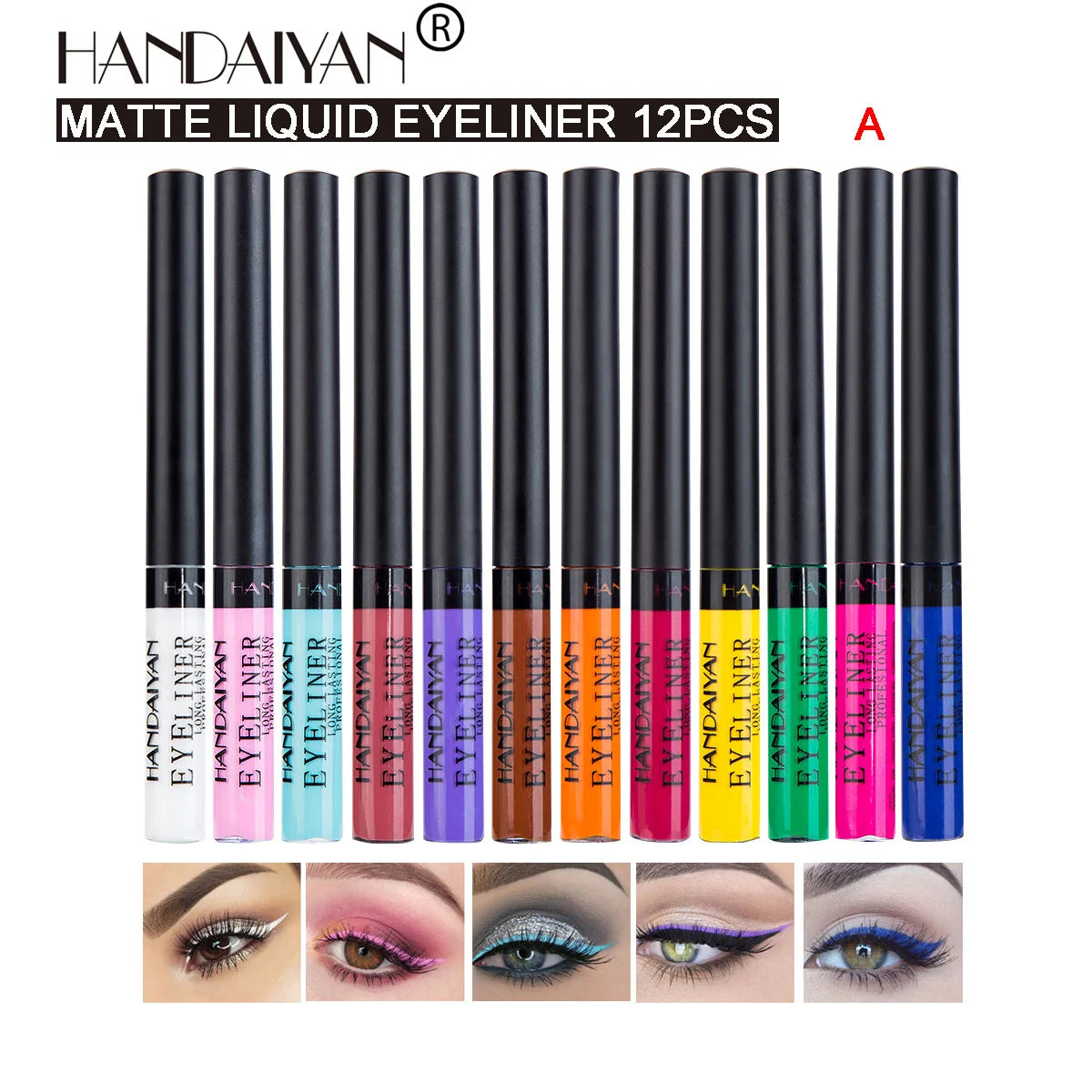 HANDAIYAN 12 Color Matte Eyeliner Kit Makeup Waterproof Colorful UV Light Neon Eye Liner Pen Eye Make Up Cosmetics Eyeliners Set