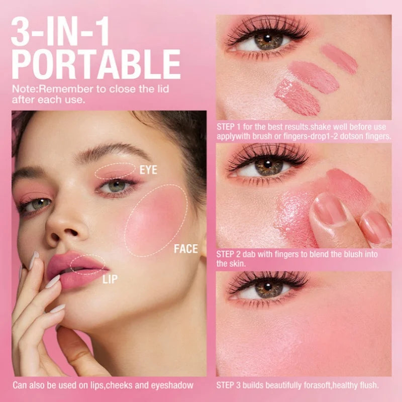 3-in-1 Milk Jelly Tint Facial Blusher Wand Moisturized Long Lasting Matte Rouge Cheek Contour Lipstick Sticker Beauty Makeup