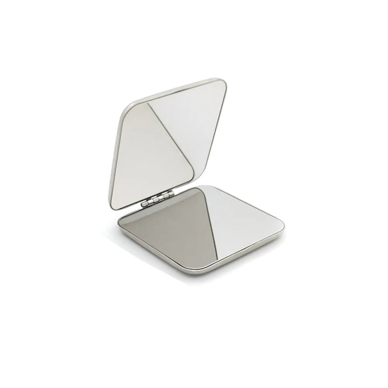 1pcs Portable Women Stainless Steel Makeup Mirror Hand Pocket Folded-Side Cosmetic Make Up Mirror Small Various Shapes