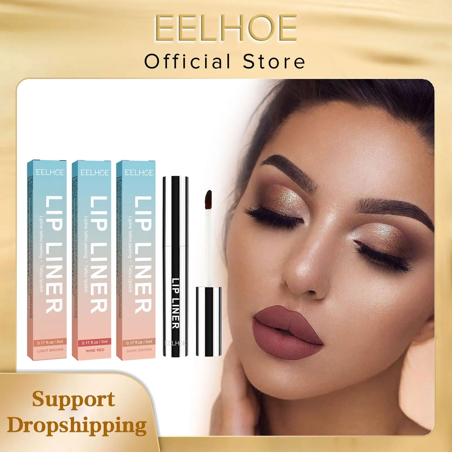 EELHOE Lip Liner Pen Tattoo Lips Matte Waterproof Long Lasting Lip Liner Dark Brown Lip Liner Touch Peel off Cosmetics Make Up