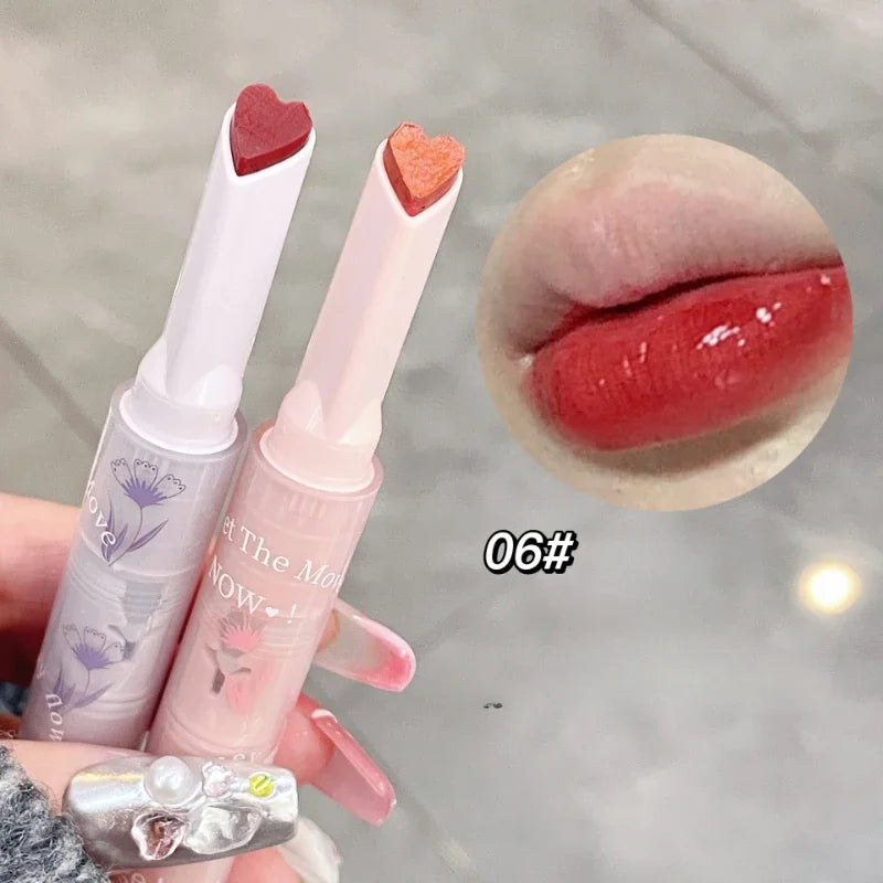 Clear Water Light Solid Lip Gloss Jelly Pink Lip Tint Mirror Glass Lip Glaze Heart-shaped Moisturising Lipstick Pencil Makeup