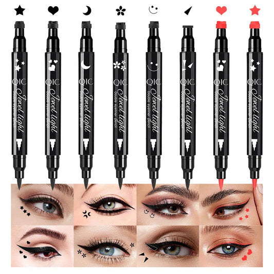 2 In1 Stamp Liquid Eyeliner Water Long Lasting Proof Fast Dry Double-ended Black Seal Eye Liner Pen Make Up for Women Cosmetics