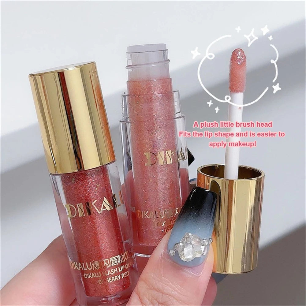 Diamond Shimmer Glitter Lip Gloss 5 Colors Sparkling Glitter Liquid Transparent Lipstick Pearl Lip Gloss Sexy Pouty Lip Make Up