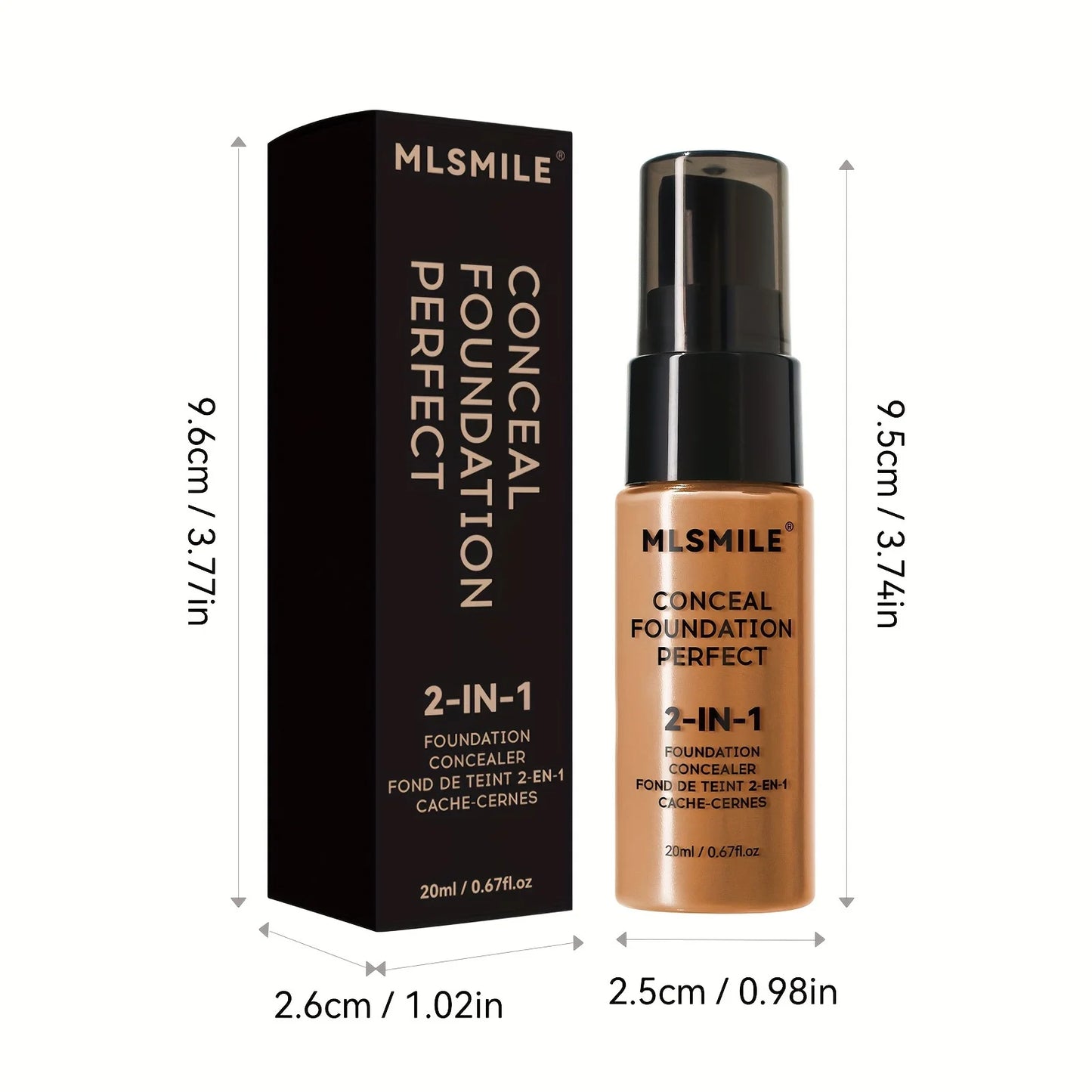 2-In-1 Oil Control Liquid Foundation And Conceal, Full Coverage Long Lasting Waterproof, Hydrating And Brightening Concealer